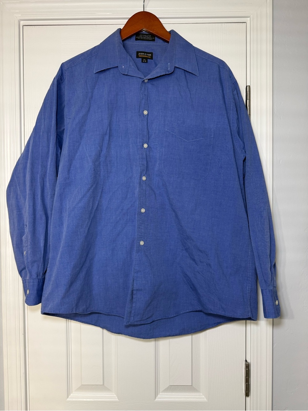 Joseph & Feiss International Button Up Shirt Men's L Blue Cotton 16 1/2 34-35